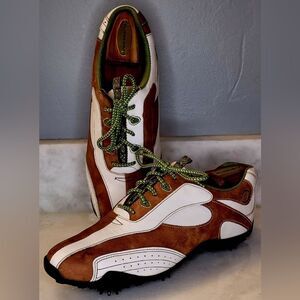 FootJoy LoPro collection Brown White Shoe Green Laces 97114 Sz 11